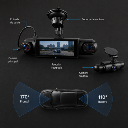 Dash Cam Pro 360° | Grabación para seguridad y tu testigo en el camino